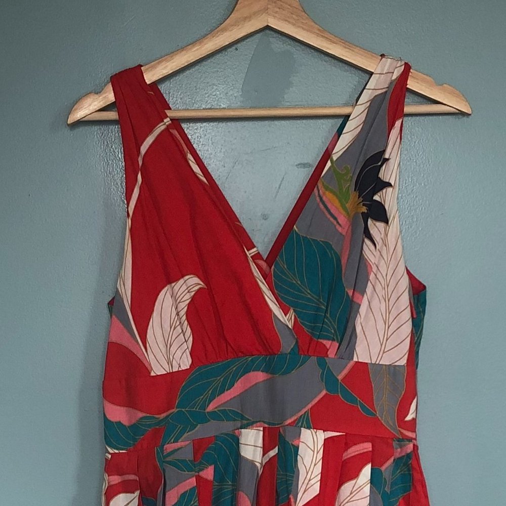 SOLD - Tropical Print Midi Dress